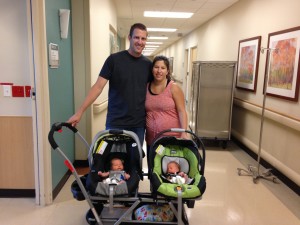 Dave, Mandy, Andrew, Audrey leaving the hospital to go home for the first time