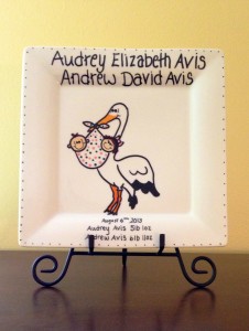 Porcelain plate that my parents customized for Andrew and Audrey